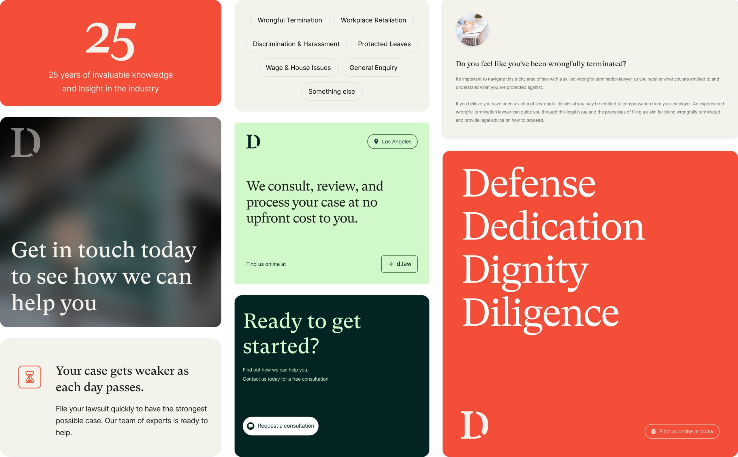 Collage of law firm website design assets