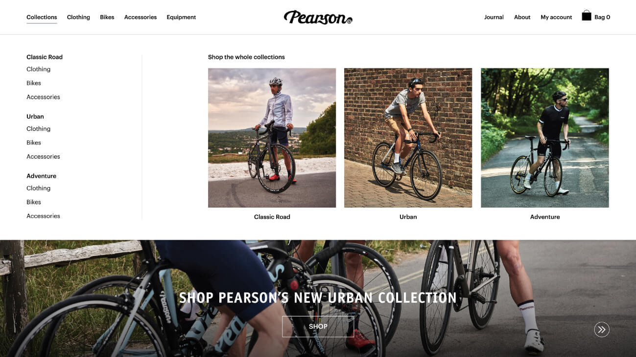 Pearson website megamenu