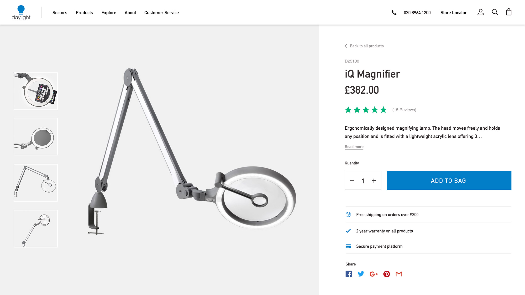 example of a daylight product page