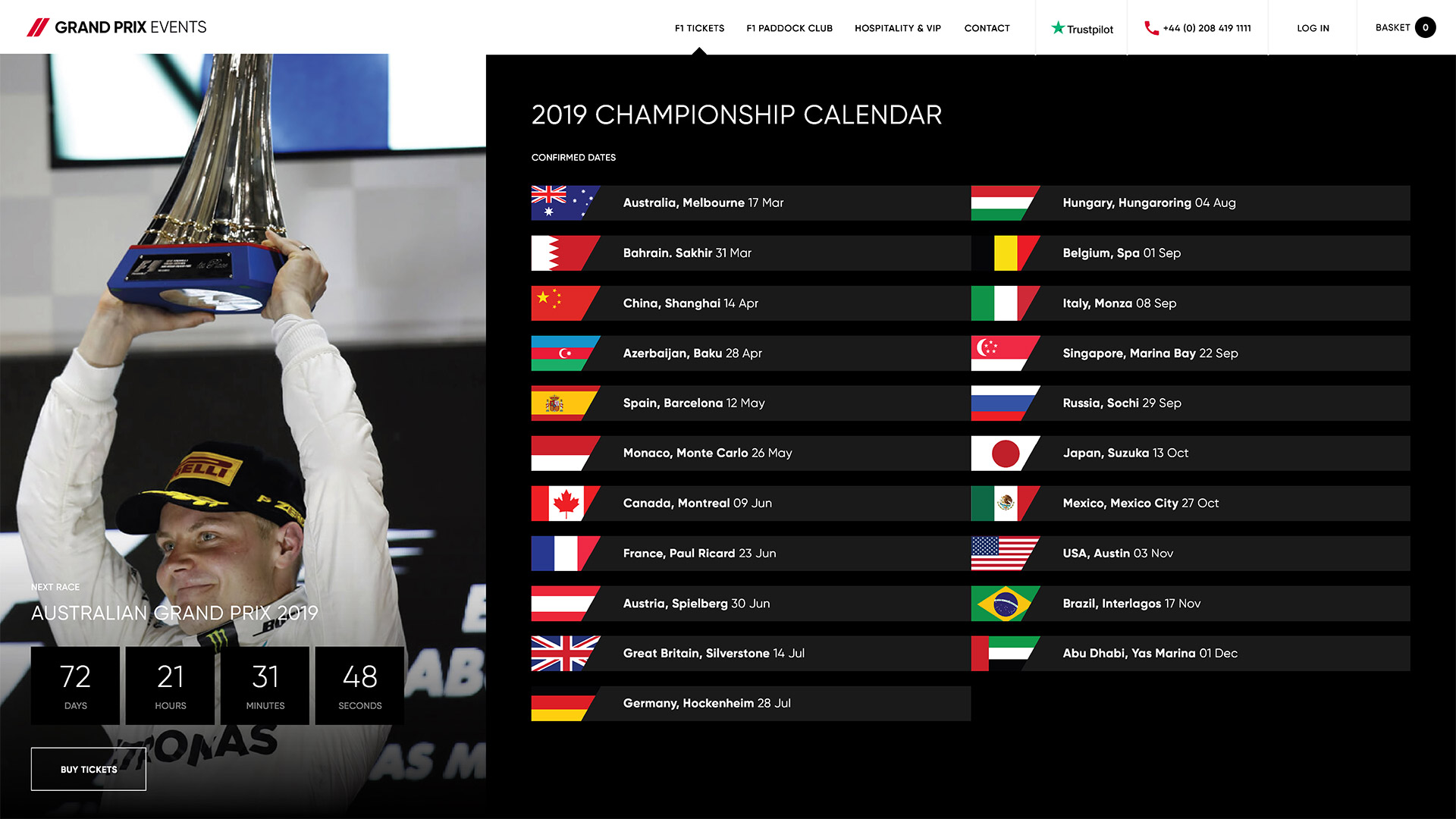 The grand prix events megamenu