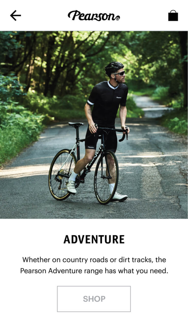 Adventure product category overview page