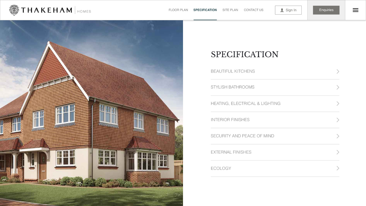 Property specifications accordion