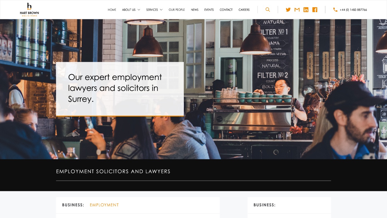 screenshot of the Employment Solicitors and Lawyers page