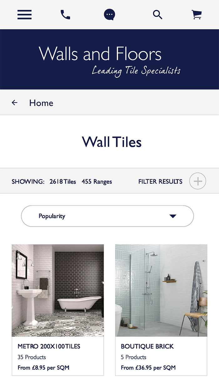 looking at a category page on mobile